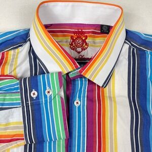 English Laundry Mens Multi Color Vertical Stripe Button Down Shirt 17 34/35 XL